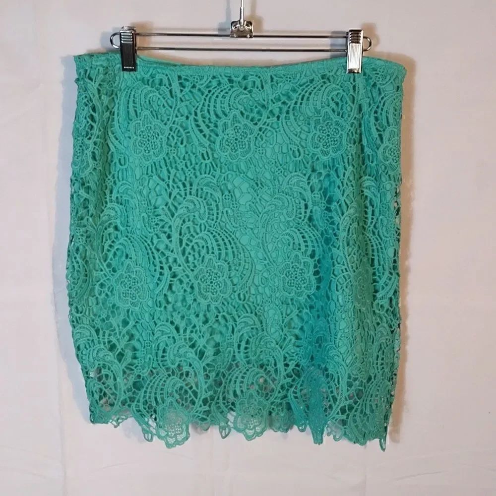 Ambiance Apparel Green Lace Mini Skirt